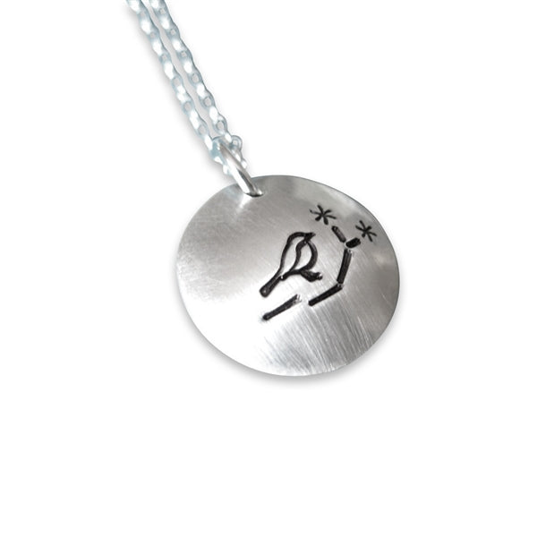 Little Birdie Sterling Silver Locket Necklace with Swarovski Pearl