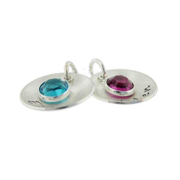Take Two Personalized Sterling Silver Domed Round Charm Necklace