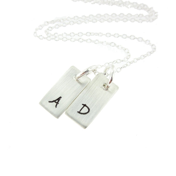La Petite Personalized Sterling Silver Rectangle Initial Charm