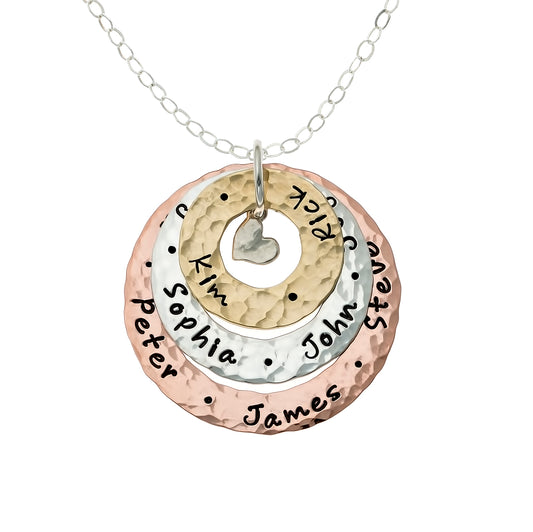 Happiness All Around Personalized Multi Tone Rotating Washer Necklace