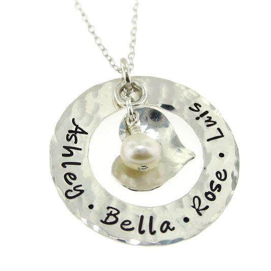 Endless Love Personalized Sterling Silver Round Washer Necklace