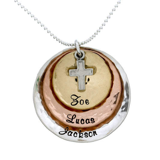 Divine Gift Personalized Sterling Silver, Rose Gold and Gold Plated Multitone Layered Necklace