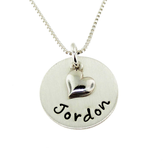 My little Heart Personalized Sterling Silver with Heart Charm Necklace