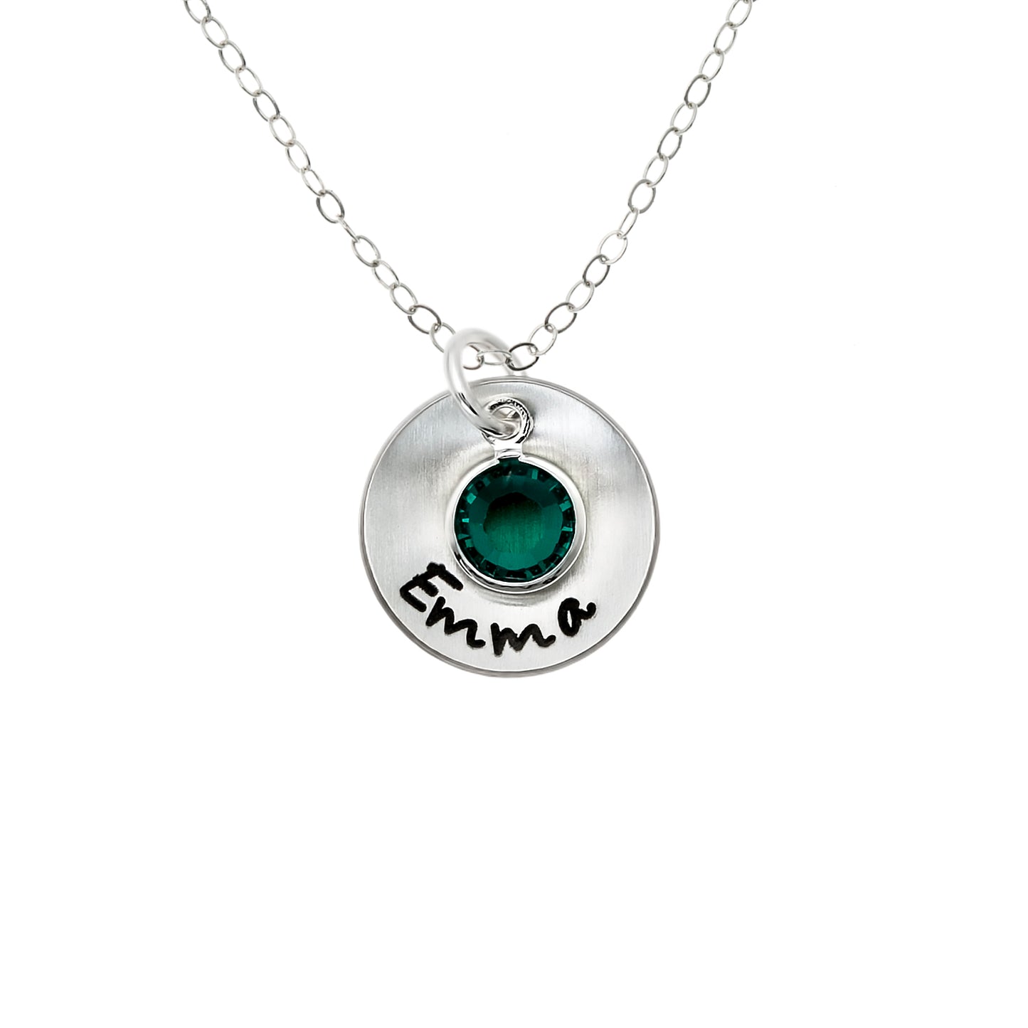 Take One Personalized Sterling Silver Domed Round Charm Necklace