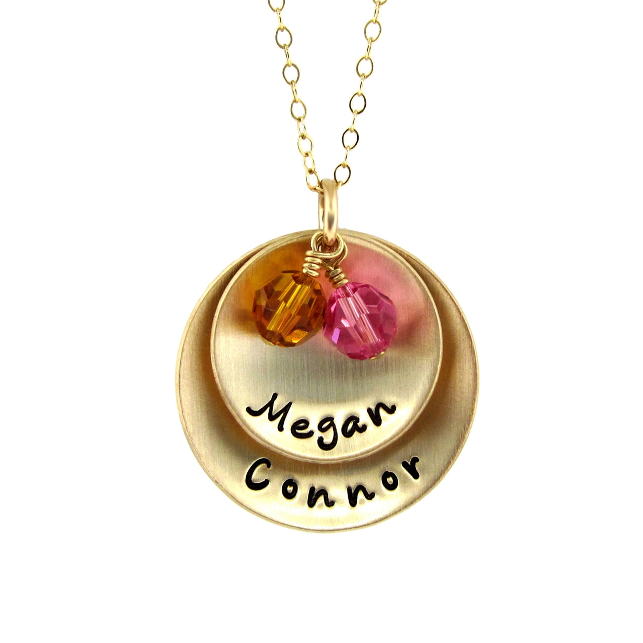 Golden Love Two Personalized 14k Gold Plated Charm Necklace