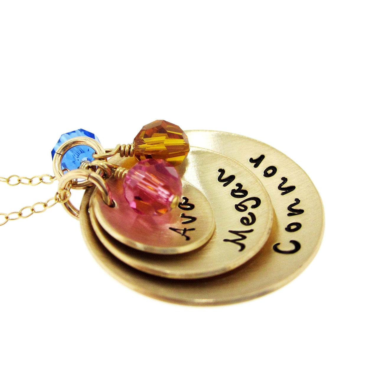 Golden Love Three Personalized 14k Gold Plated Charm Necklace