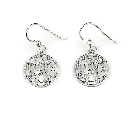 Round Three Initials Monogram Earring