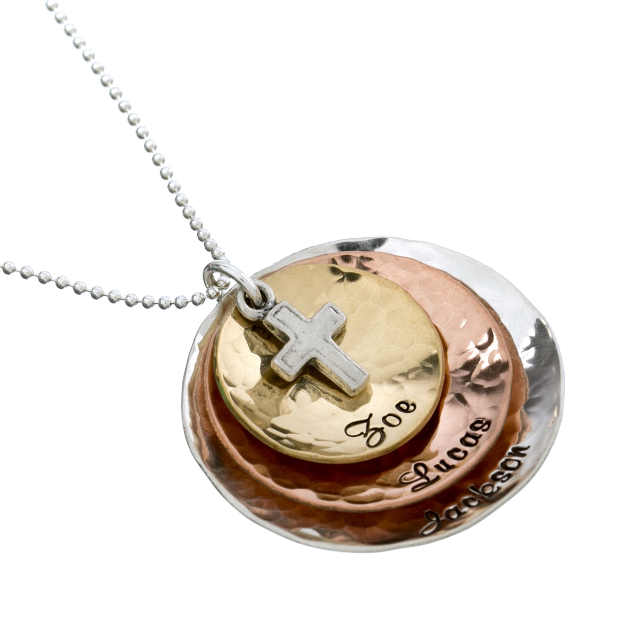 Divine Gift Personalized Sterling Silver, Rose Gold and Gold Plated Multitone Layered Necklace