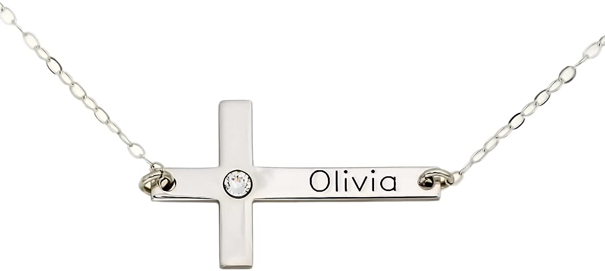 My Petite Personalized Sterling Silver Cross Necklace