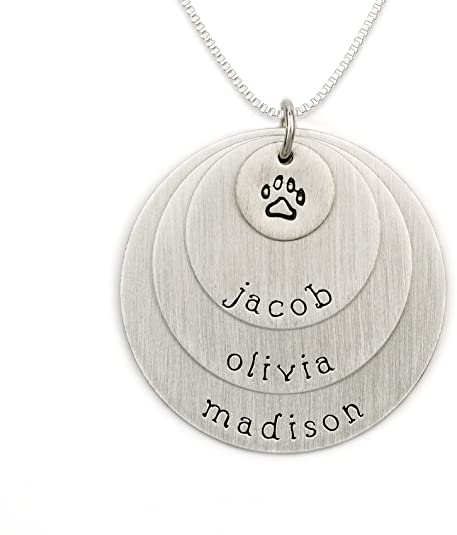 Pawprint Personalized Sterling Silver Name Necklace