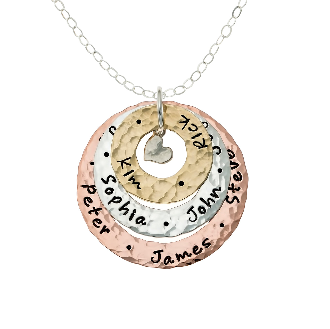 Happiness All Around Personalized Multi Tone Rotating Washer Necklace