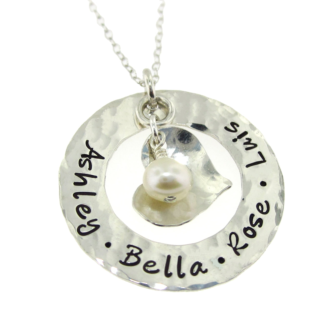 Endless Love Personalized Sterling Silver Round Washer Necklace