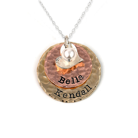 Colorful Glam Personalized Sterling Silver, Rose Gold and Gold Plated Multitone Layered Necklace