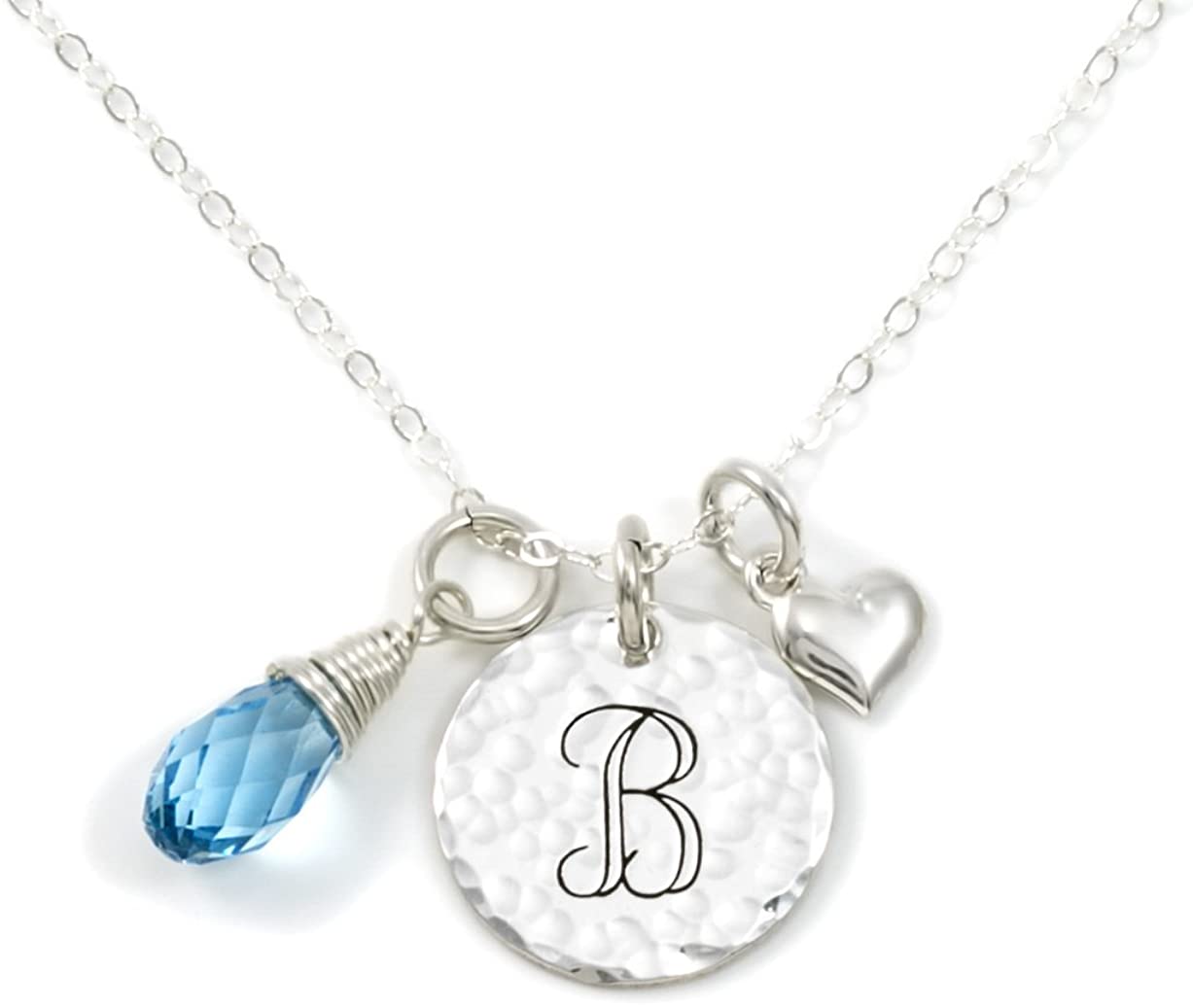 Keep It Simple Personalized Initial Necklace with Swarovski Briolette