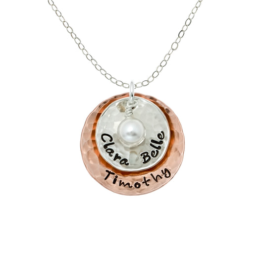 Deux Amore Personalized Sterling Silver and Rose Gold Plated Necklace