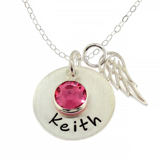 My Angel, My Love Personalized Sterling Silver Necklace with Angel Charm