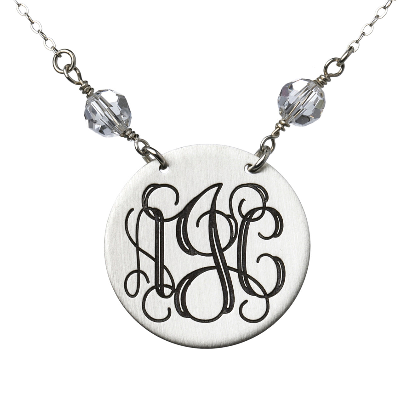 Bold Mono Three Initial Monogram Personalized Sterling Silver Necklace