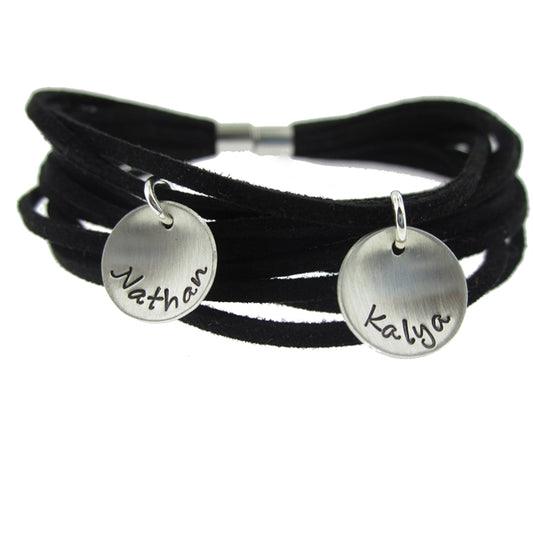 Be Hip Hip Suede Bracelet with Personalized Sterling Silver Charms