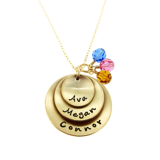 Golden Love Three Personalized 14k Gold Plated Charm Necklace