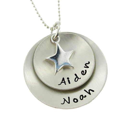My Two Super Stars Personalized Sterling Silver Necklace