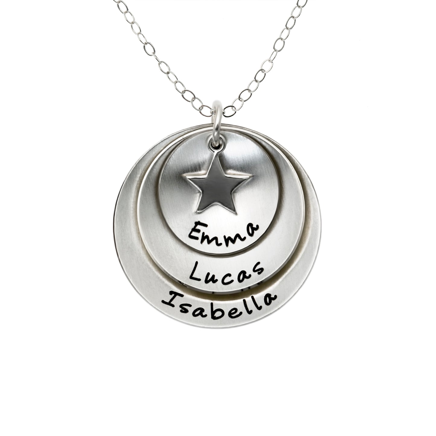 My Three Super Stars Personalized Sterling Silver Necklace
