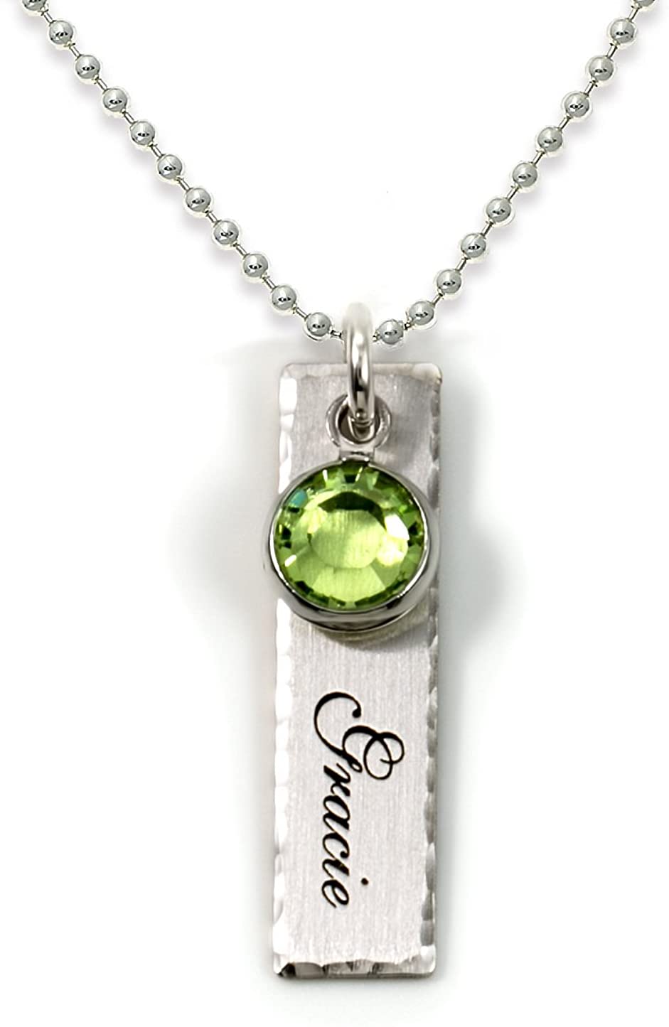 Personalized Single Edge-Hammered Charm Necklace for Women and Moms