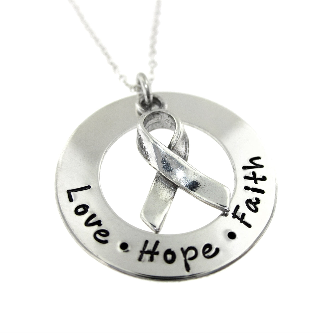 Hope For Cure Personalized Sterling Silver Washer Necklace
