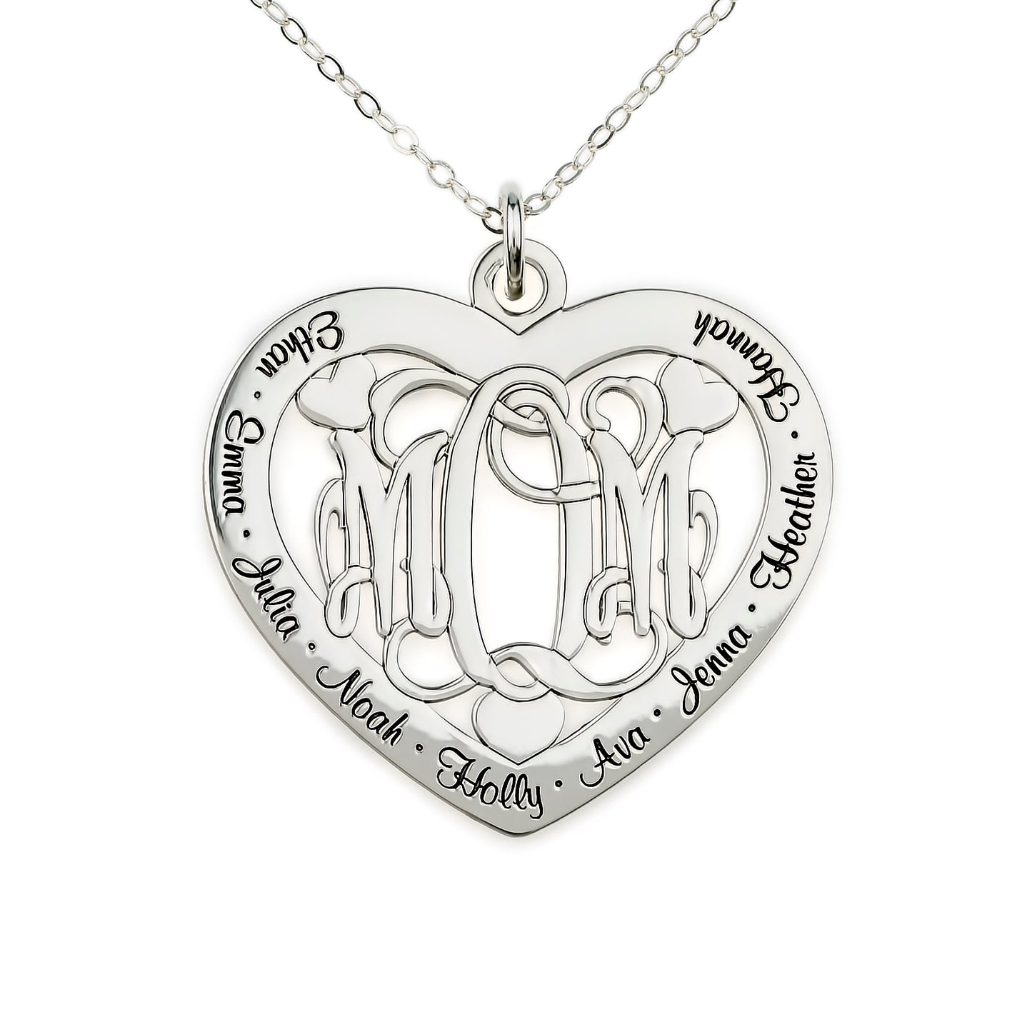 Big Lovie Dovie Mono Personalized Sterling Silver Family Necklace