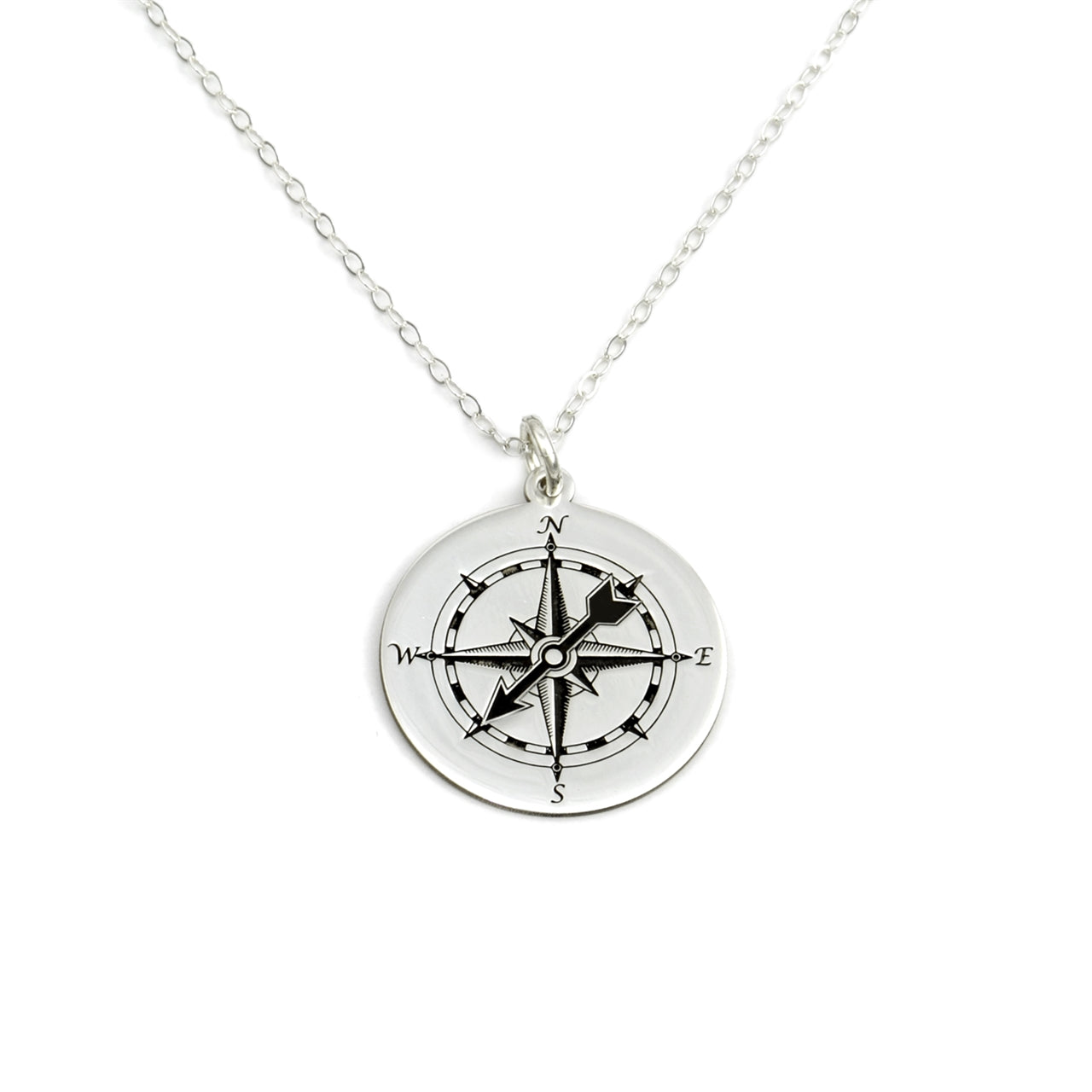 Compass Personalized Sterling Silver Necklace