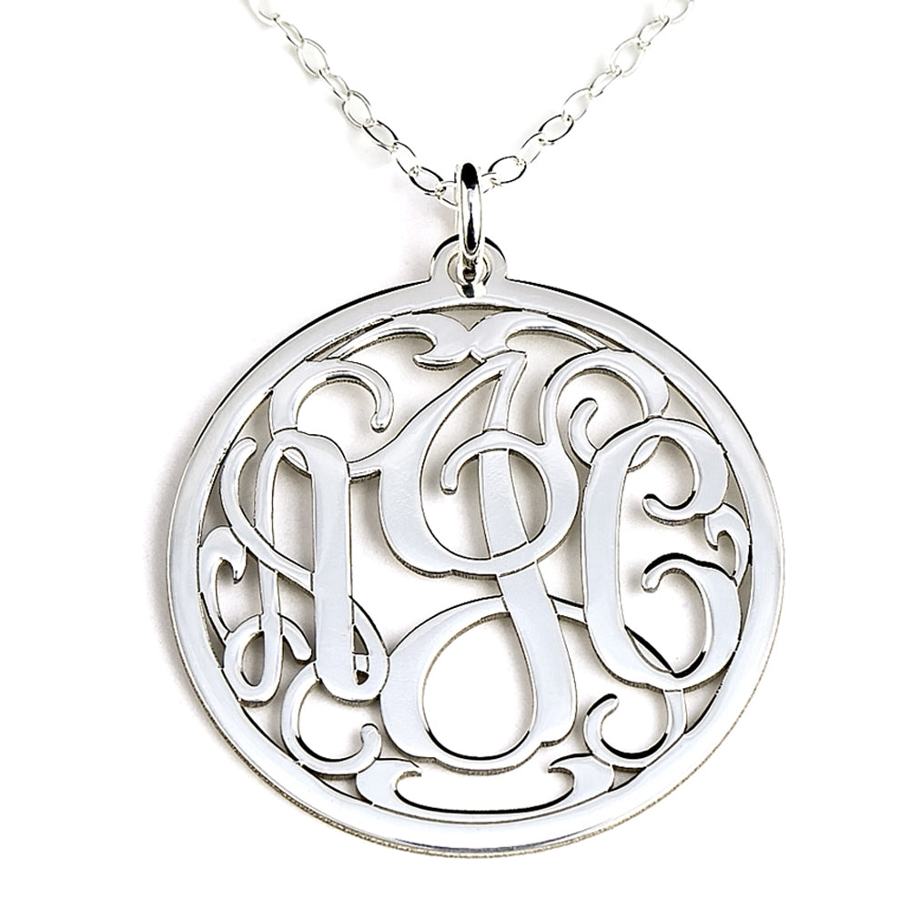 Round Three Initials Monogram  Charm Necklace