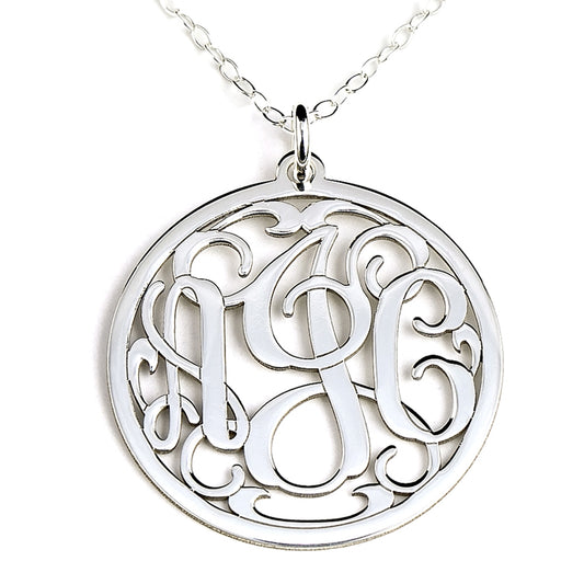 Round Three Initials Monogram  Charm Necklace