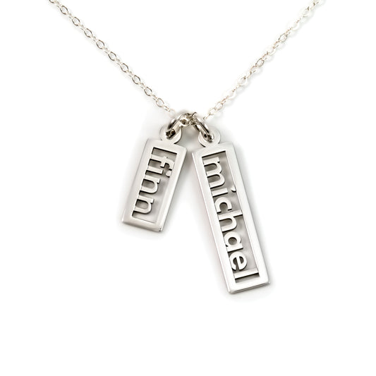 Open Double Personalized Sterling Silver Name Necklace